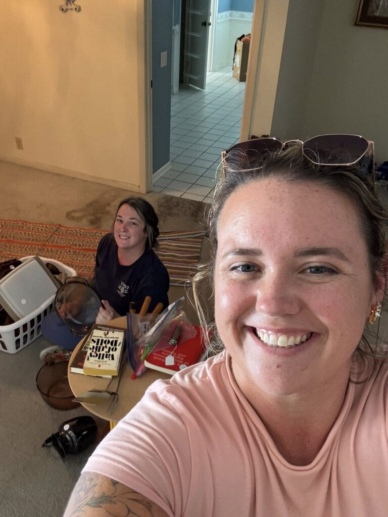 Cat and another helper from Tranquil Transition Partners help clean-out the home of a senior citizen who just sold their home to use the equity to get into a safer senior living situation.